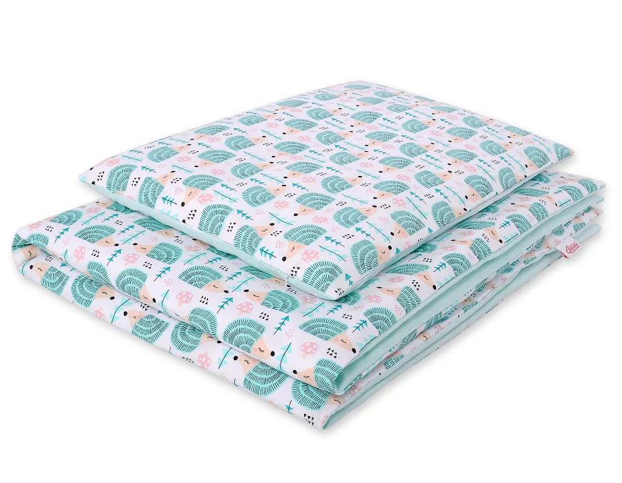 Medvilninės kūdikių patalynės komplektas, 2 dalys, 135x100 cm, ežiukai