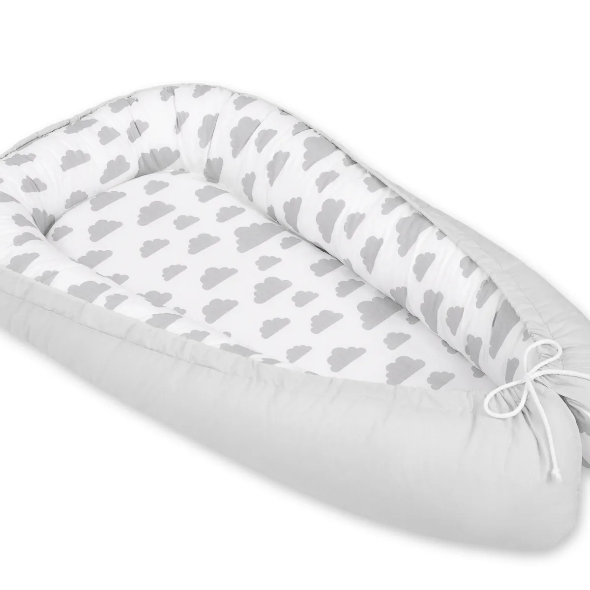 Dvipusis kūdikių kokonas „Premium Cocoon“ naujagimiams „BOBONO“, debesėliai