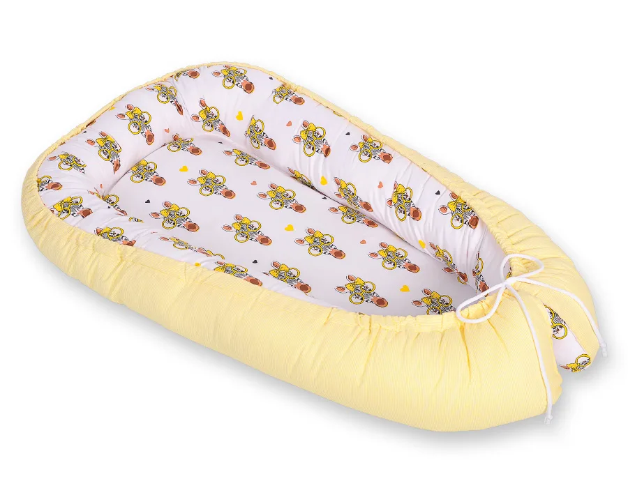 Dvipusis kūdikių kokonas „Premium Cocoon“ naujagimiams „BOBONO“, spalvos: geltona ir kitos