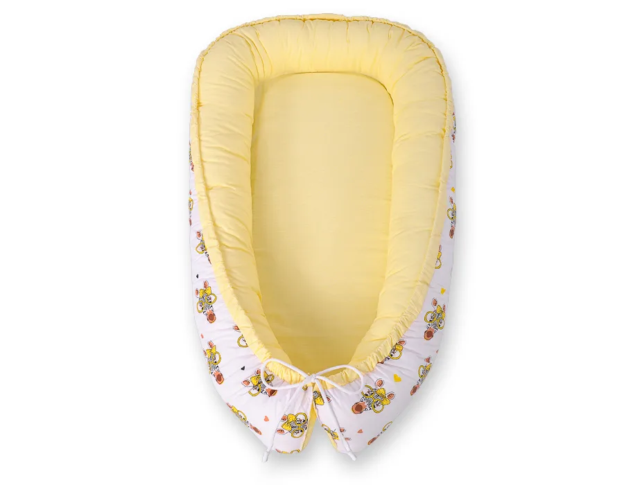 Dvipusis kūdikių kokonas „Premium Cocoon“ naujagimiams „BOBONO“, spalvos: geltona ir kitos
