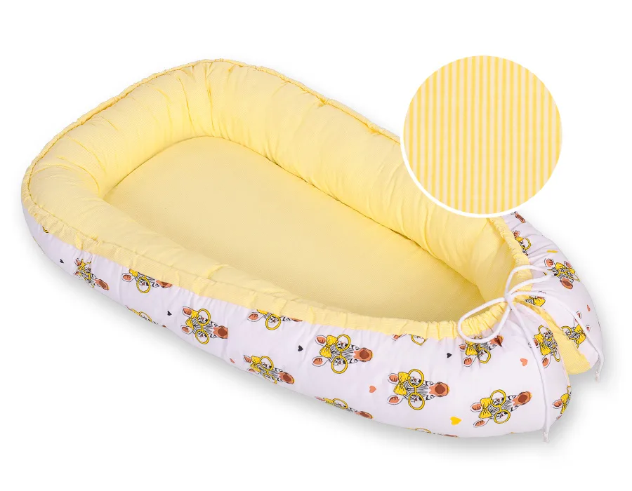 Dvipusis kūdikių kokonas „Premium Cocoon“ naujagimiams „BOBONO“, spalvos: geltona ir kitos