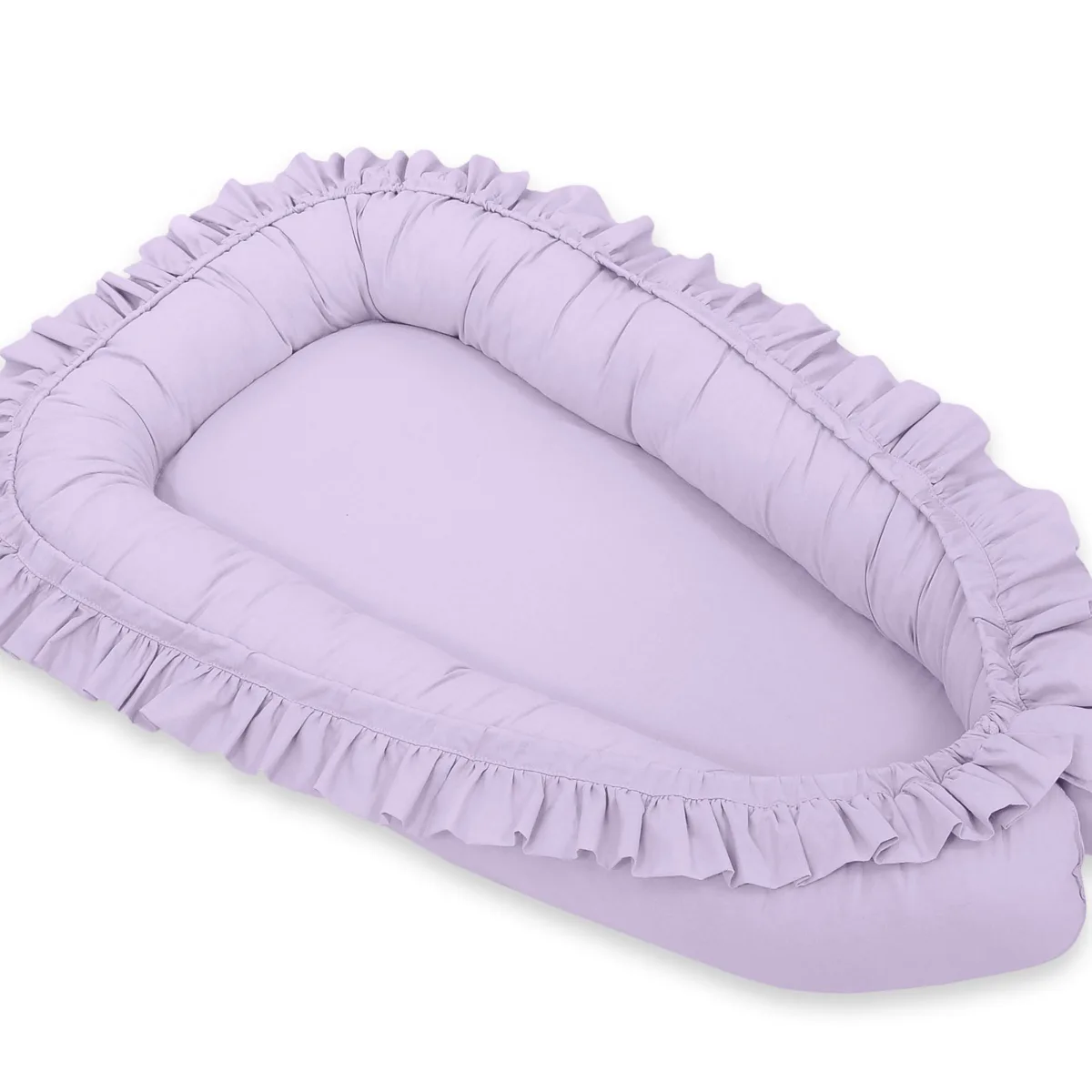 Kūdikių kokonas „Premium Cocoon“ naujagimiams su volanu „MY SWEET BABY“, spalvos: violetinė ir žalia