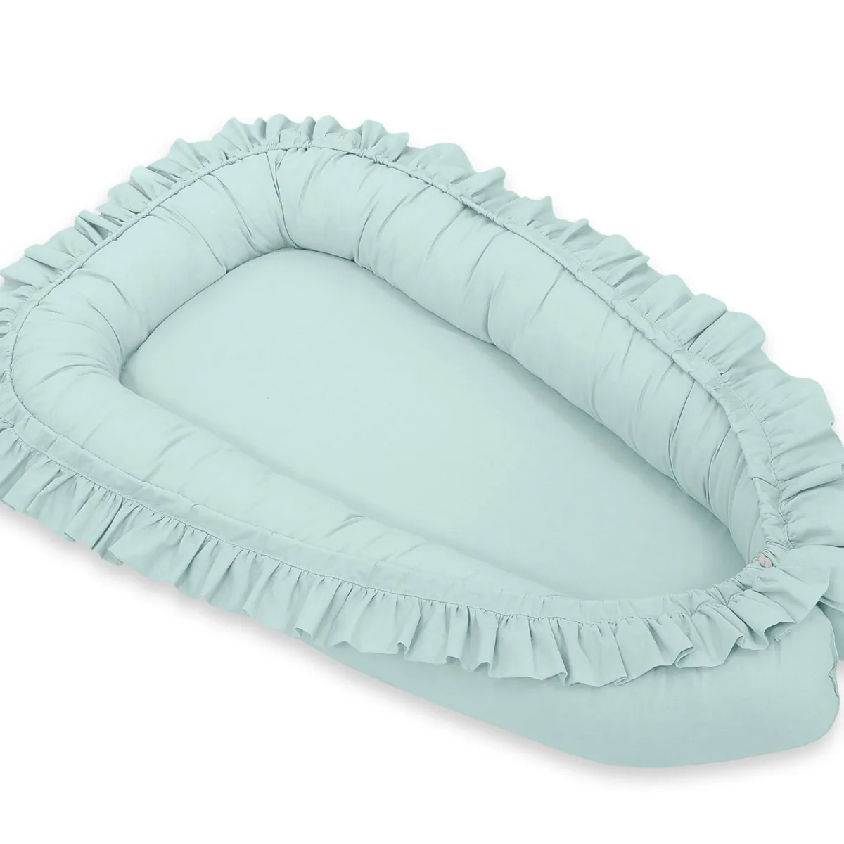 Kūdikių kokonas „Premium Cocoon“ naujagimiams su volanu „MY SWEET BABY“, spalvos: violetinė ir žalia