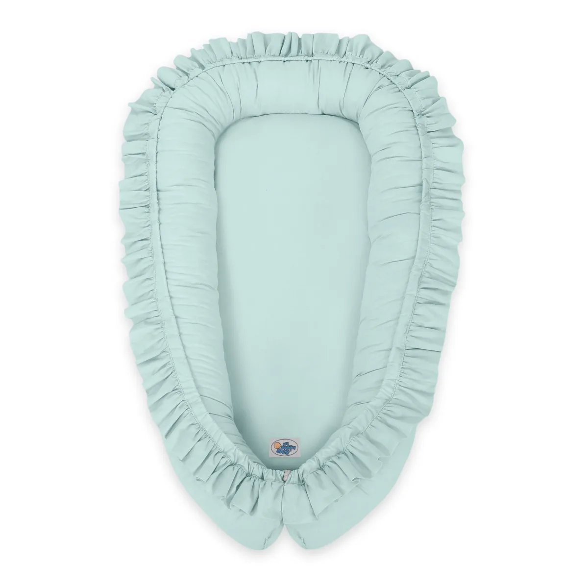 Kūdikių kokonas „Premium Cocoon“ naujagimiams su volanu „MY SWEET BABY“, spalvos: violetinė ir žalia