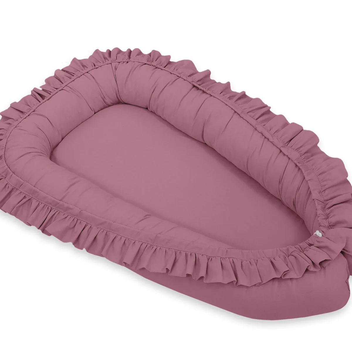 Kūdikių kokonas „Premium Cocoon“ naujagimiams su volanu „MY SWEET BABY“, spalvos: violetinė ir žalia