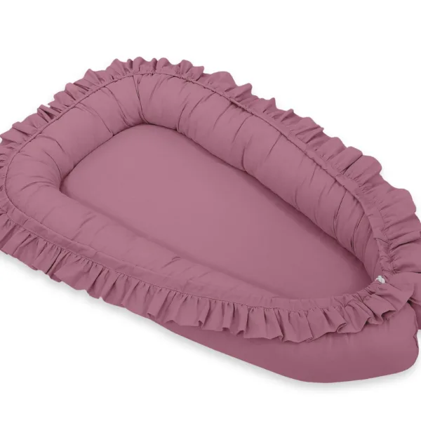 Kūdikių kokonas „Premium Cocoon“ naujagimiams su volanu „MY SWEET BABY“, spalvos: violetinė ir žalia