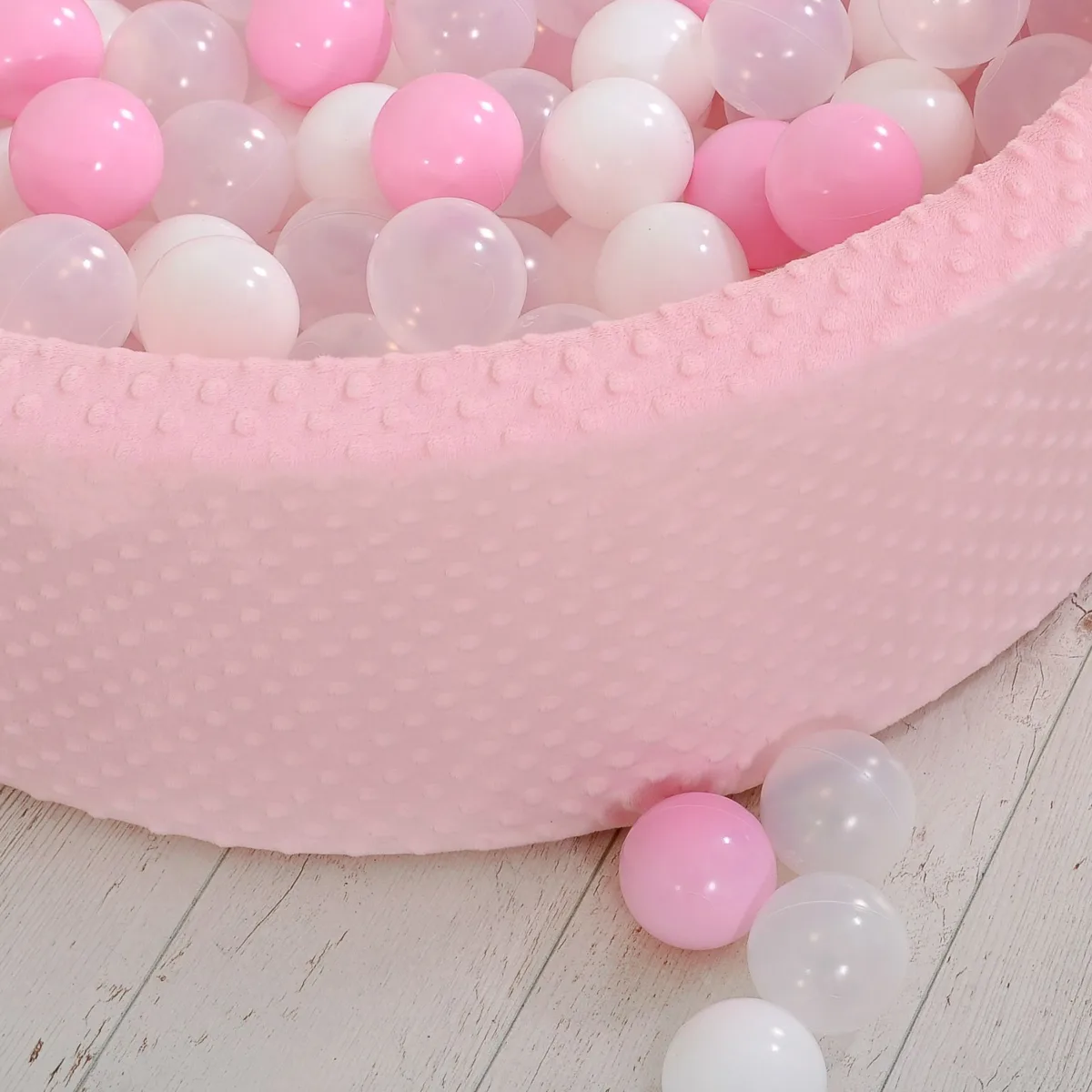 Kamuoliukų baseinas „minky“, aukštis 30 cm, su 300 vnt. kamuoliukų, spalvos: mėlyna, pilka ir rožinė