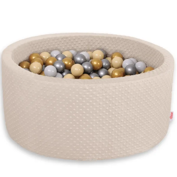 Kamuoliukų baseinas „minky“, aukštis 40 cm, su 200 vnt. kamuoliukų, spalvos: smėlio, violetinė ir žalia