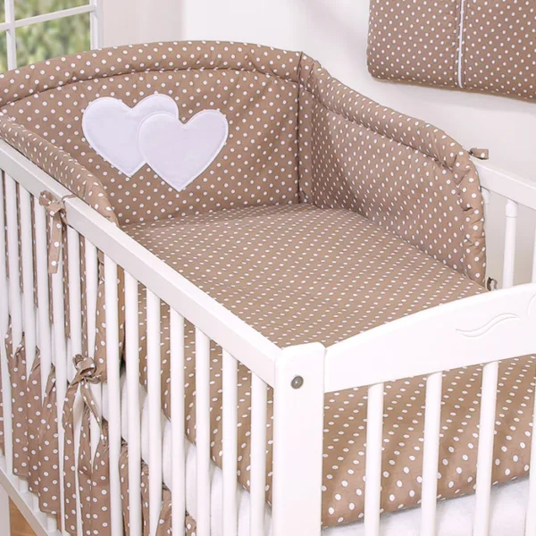 Patalynės komplektas, 2 dalys, „Hanging Hearts“, balti taškeliai ant rudo fono