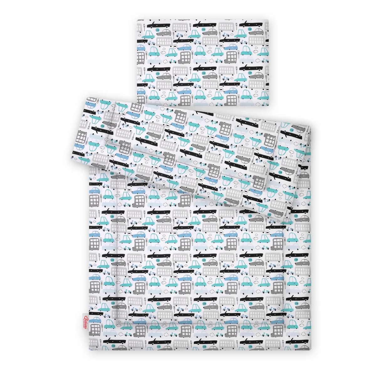 Patalynės komplektas su užpildais, 2 dalys, 135x100 cm, automobiliai
