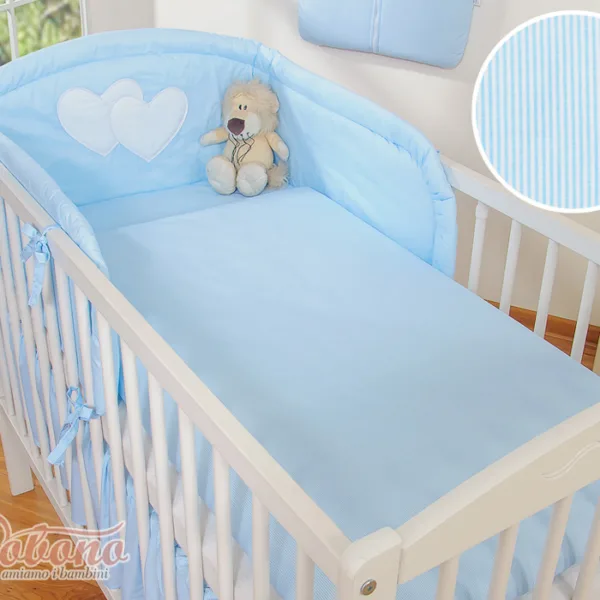 Patalynės komplektas, 3 dalys, 120x90, širdelės, spalvos: mėlyna, pilka ir rožinė