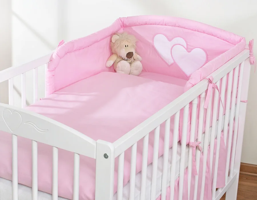 Patalynės komplektas, 3 dalys, 135x100, širdelės, spalvos: pilka ir rožinė