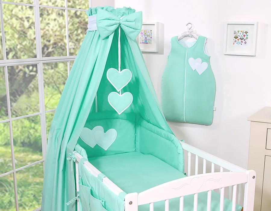 Patalynės komplektas, 5 dalys, 135x100, „Hanging Hearts“, spalva: mėtinė