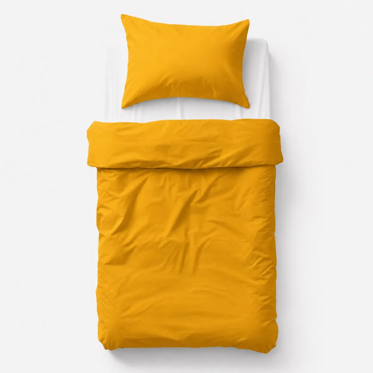 Medvilninės vaikiškos patalynės komplektas, 2 dalys: pagalvės užvalkalas 60x40 cm ir antklodės užvalkalas 120x90 cm, spalva: medaus geltona