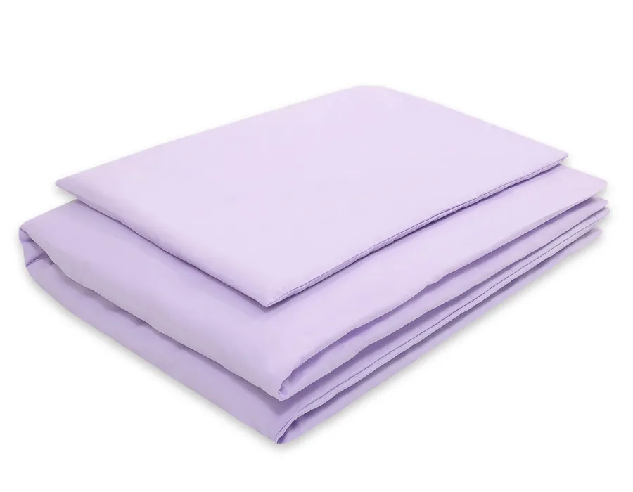 Medvilninės vaikiškos patalynės komplektas, 2 dalys: pagalvės užvalkalas 60x40 cm ir antklodės užvalkalas 135x100 cm, spalvos: violetinė ir žalia