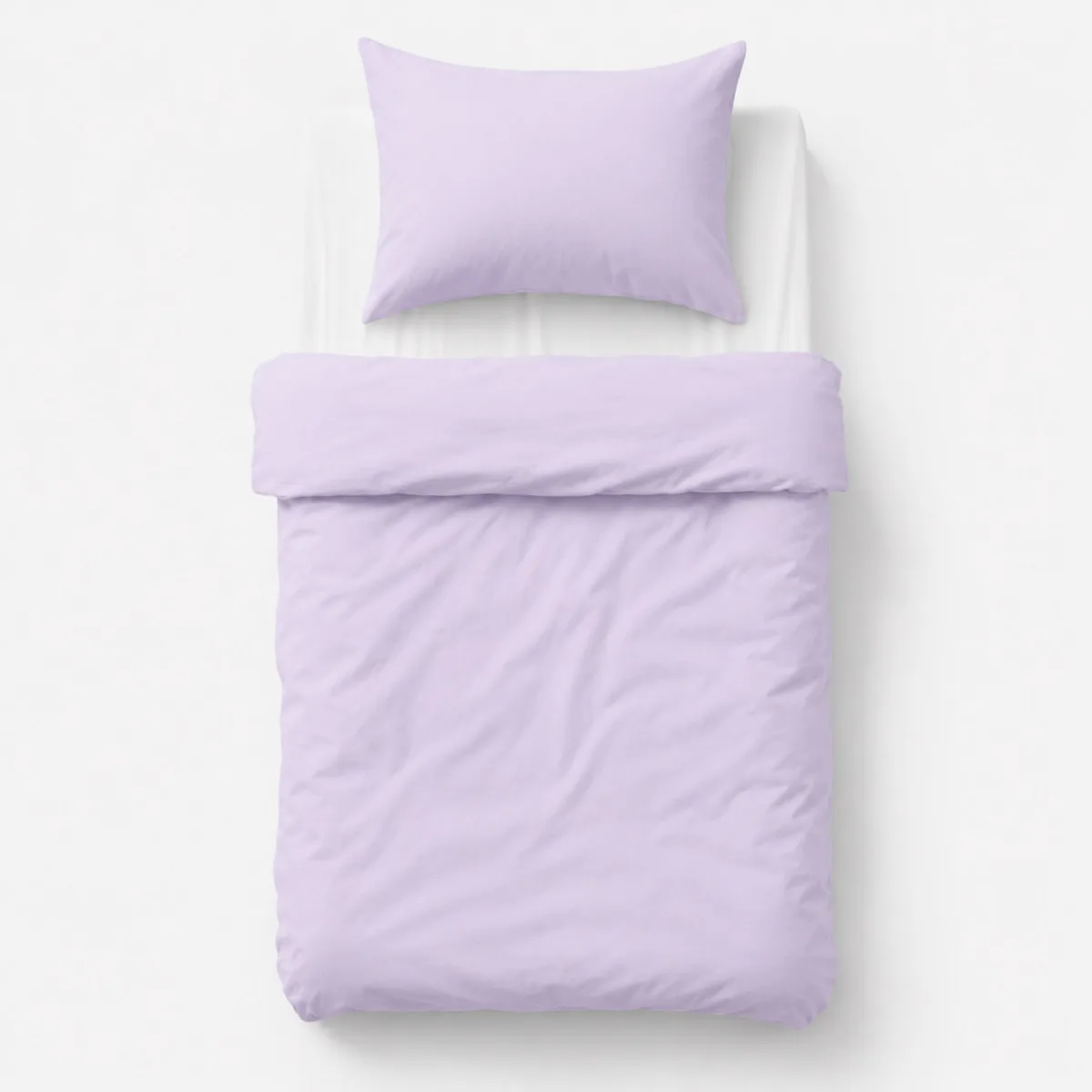 Medvilninės vaikiškos patalynės komplektas, 2 dalys: pagalvės užvalkalas 60x40 cm ir antklodės užvalkalas 135x100 cm, spalvos: violetinė ir žalia