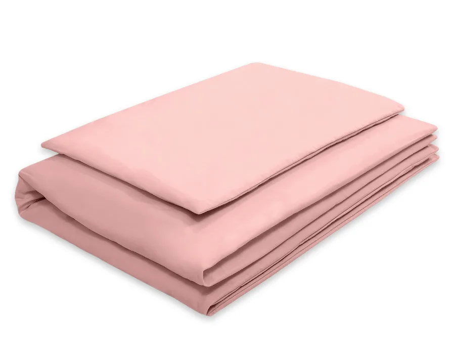 Medvilninės vaikiškos patalynės komplektas, 2 dalys: pagalvės užvalkalas 60x40 cm ir antklodės užvalkalas 135x100 cm, spalvos: pilka, rožinė ir smėlio