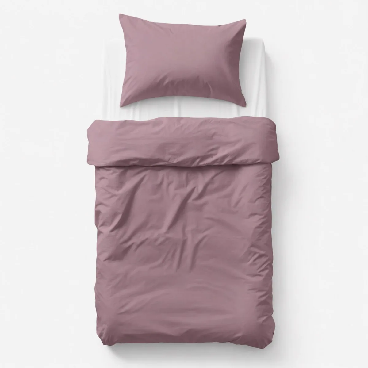 Medvilninės vaikiškos patalynės komplektas, 2 dalys: pagalvės užvalkalas 60x40 cm ir antklodės užvalkalas 135x100 cm, spalva: pastelinė violetinė