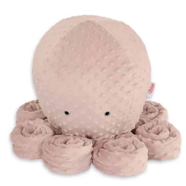 Didelis aštuonkojis apkabinti, pastelinis rožinis, taškuotas „minky“