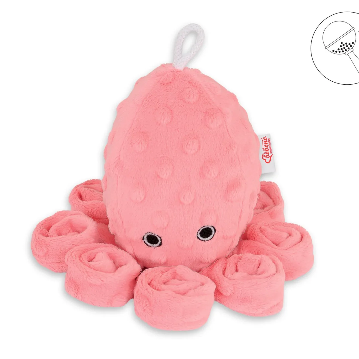 Aštuonkojis apkabinti su barškučiu, koralinis, taškuotas „minky“