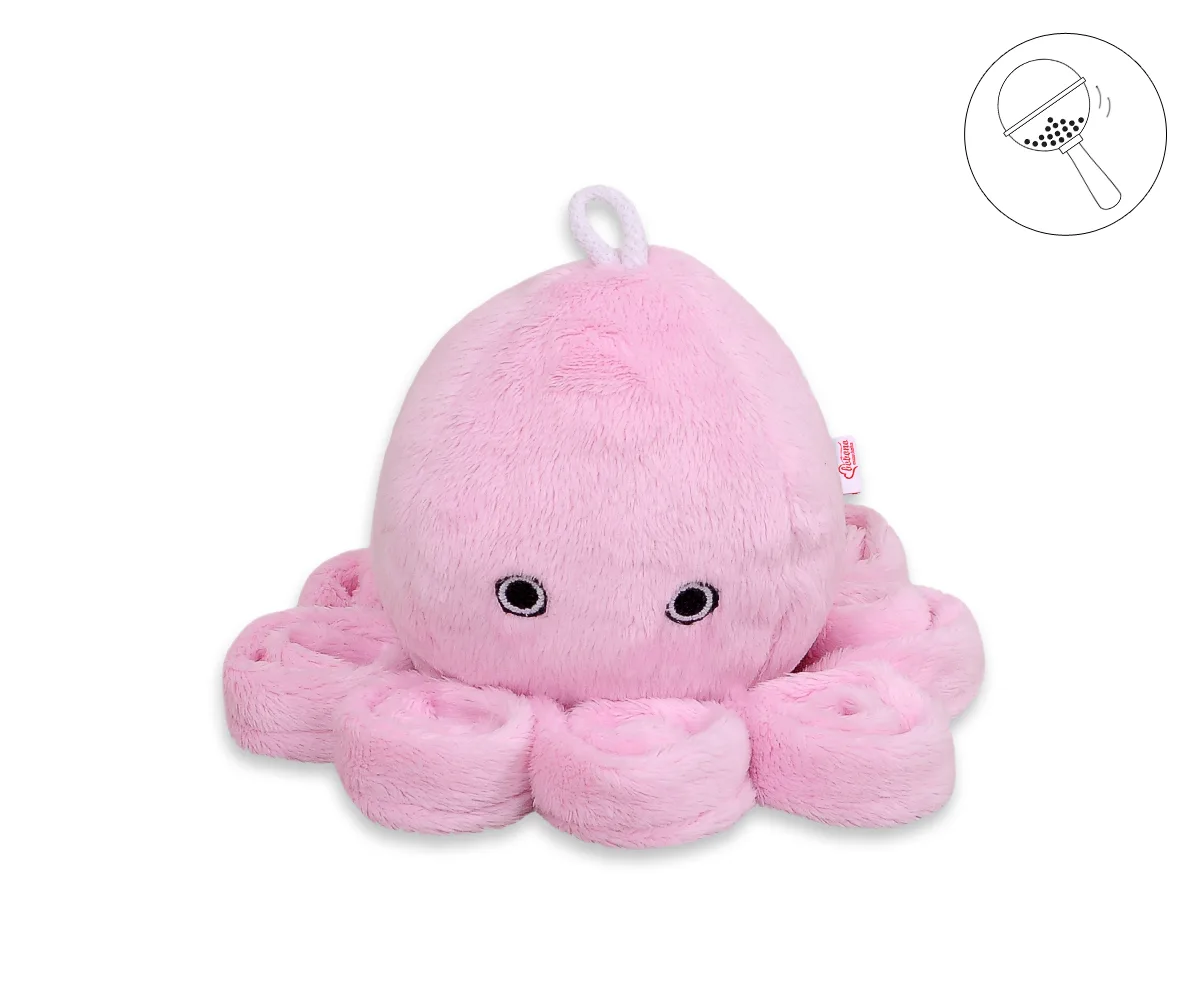 Aštuonkojis apkabinti su barškučiu, rožinis, lygus „minky“