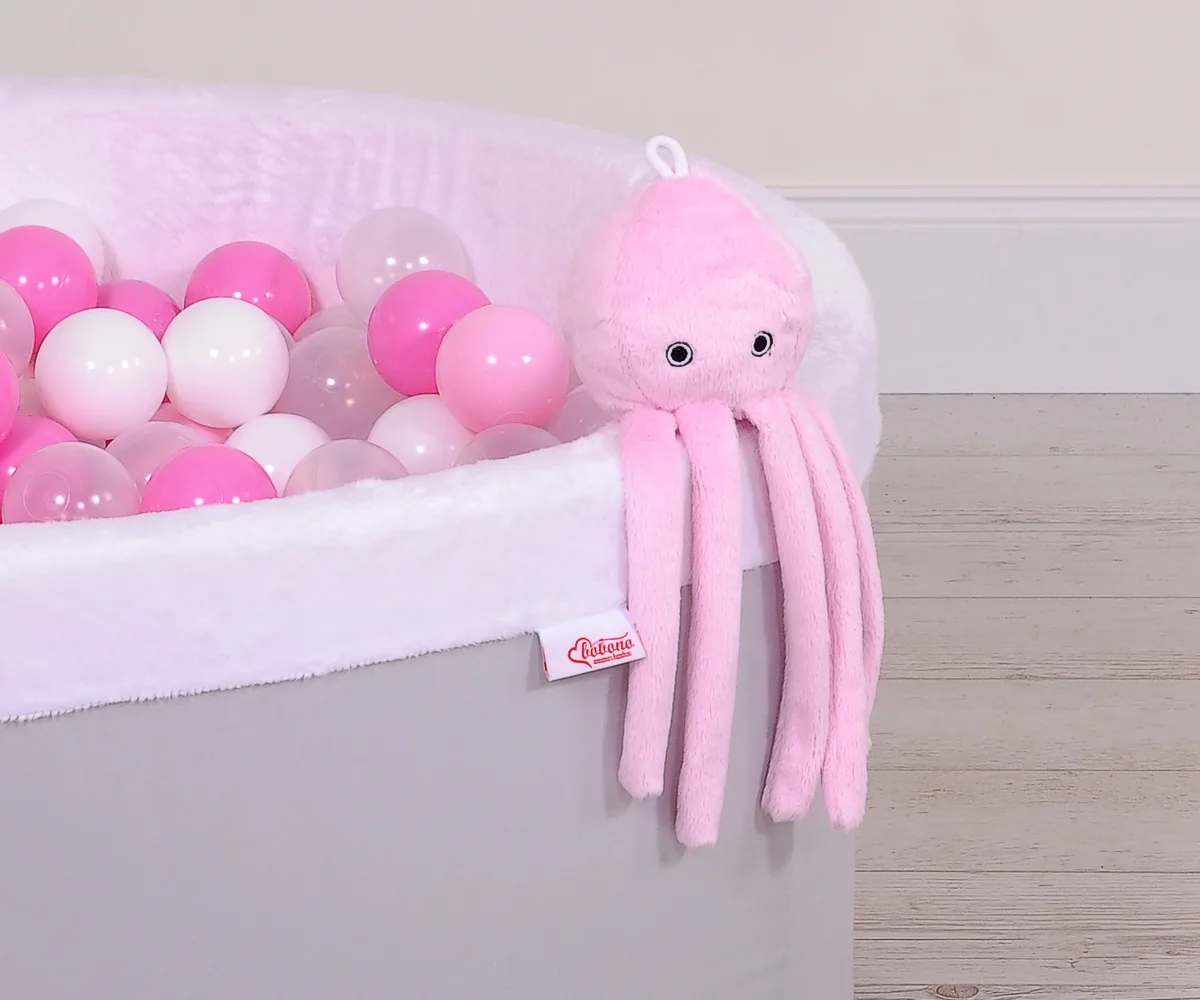 Aštuonkojis apkabinti su barškučiu, rožinis, lygus „minky“