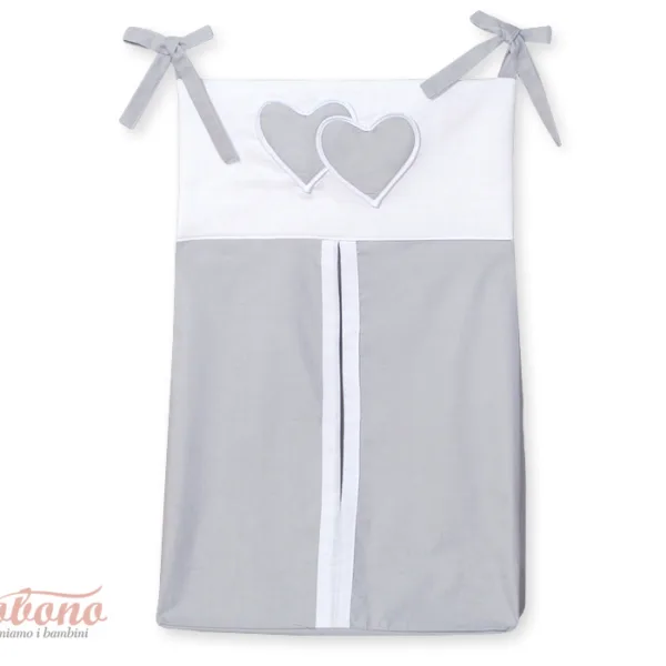 Kabinamas krepšys vystyklams, širdelės, spalvos: pilka, rožinė ir smėlio - „Hanging Hearts“, spalva: pilka