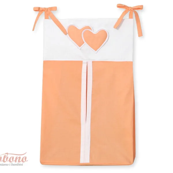 Kabinamas krepšys vystyklams, širdelės, spalvos: mėlyna, oranžinė ir pilka - „Hanging Hearts“, spalva: oranžinė