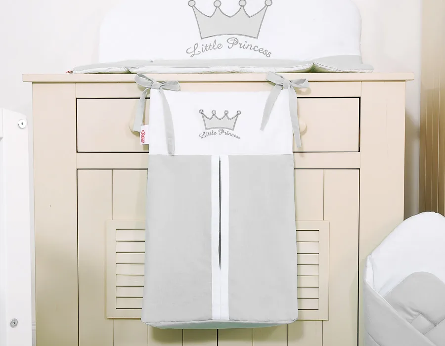 Kabinamas krepšys vystyklams, „Little Prince/Princess“, spalva: pilka