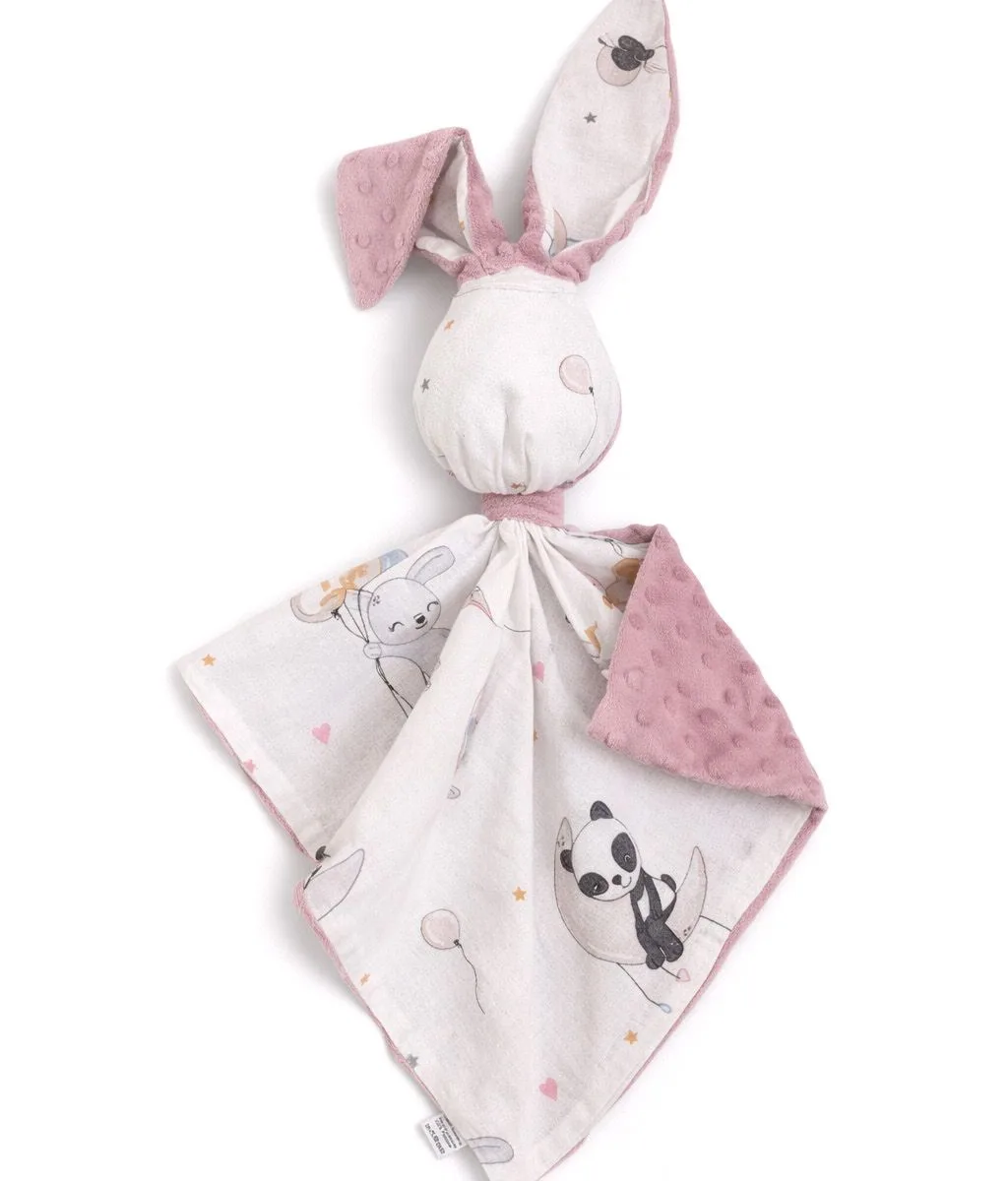 Migdukas zuikutis „DOUDOU“, dvipusis, medvilnė ir „minky“, balionai