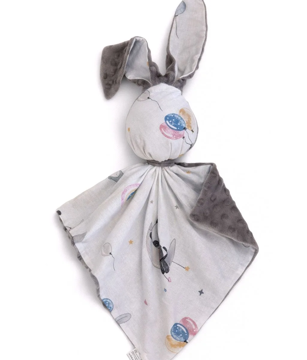 Migdukas zuikutis „DOUDOU“, dvipusis, medvilnė ir „minky“, balionai