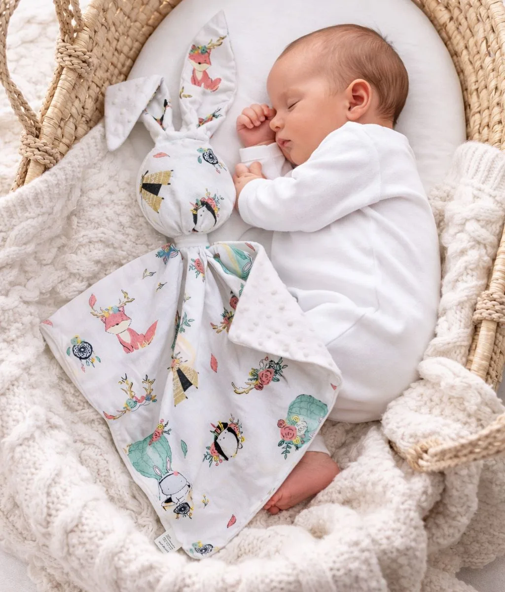 Migdukas zuikutis „DOUDOU“, dvipusis, medvilnė ir „minky“, smėlio spalvos lapės, spalva: balta