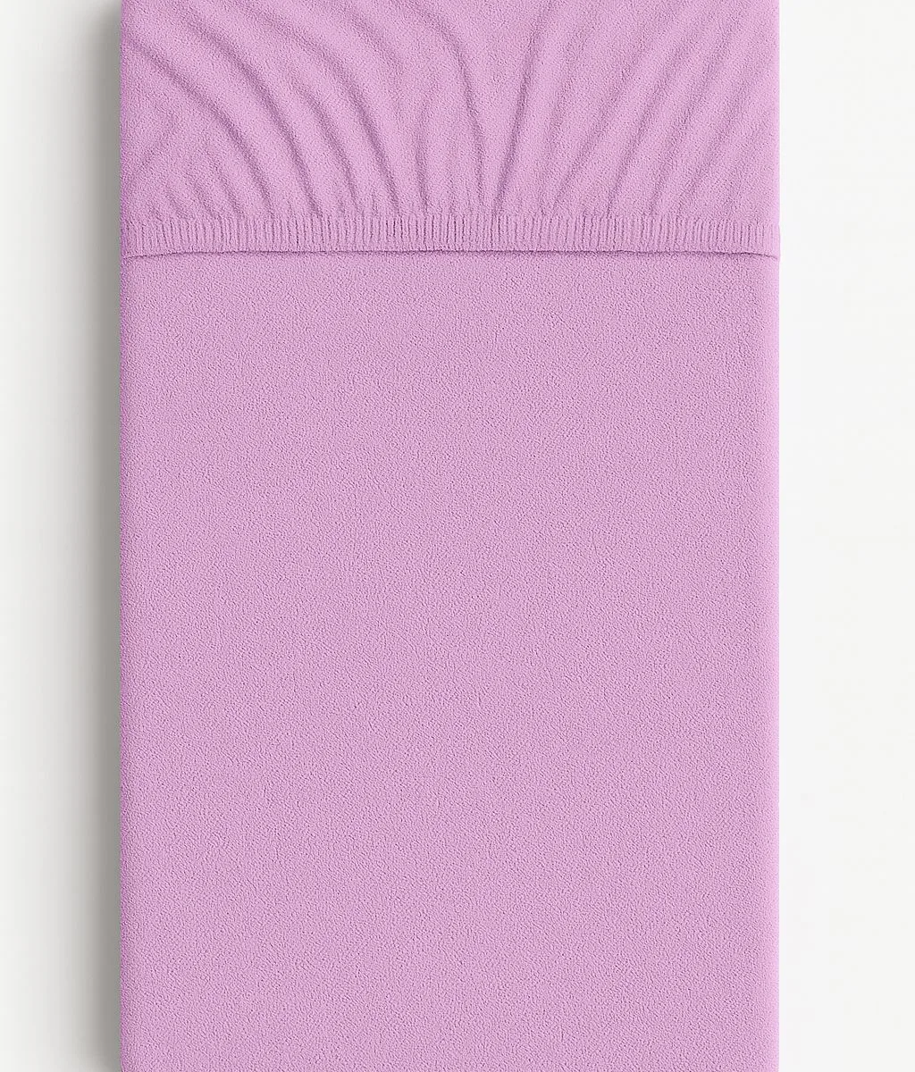 Frotinė paklodė su guma 120x60 cm, spalvos: violetinė ir žalia