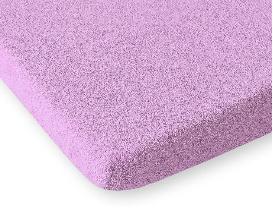 Frotinė paklodė su guma 120x60 cm, spalvos: violetinė ir žalia