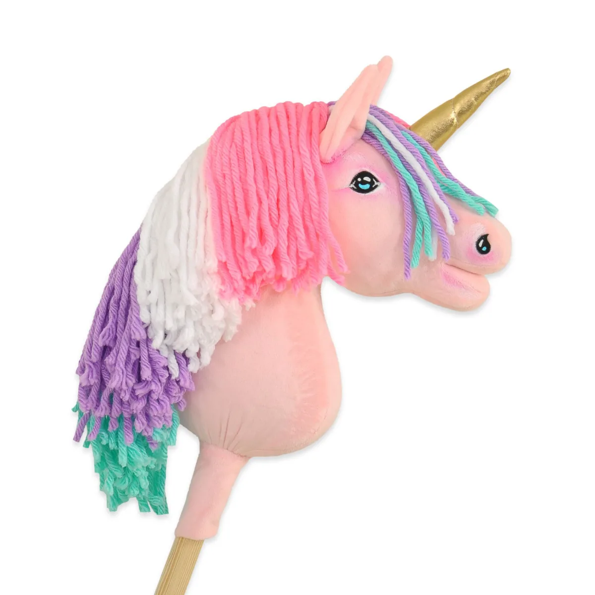Vienaragis ant lazdos „Hobby Horse“, spalvos: geltona, pilka ir rožinė