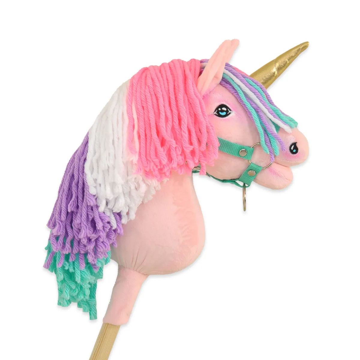 Vienaragis ant lazdos „Hobby Horse“, spalvos: geltona, pilka ir rožinė
