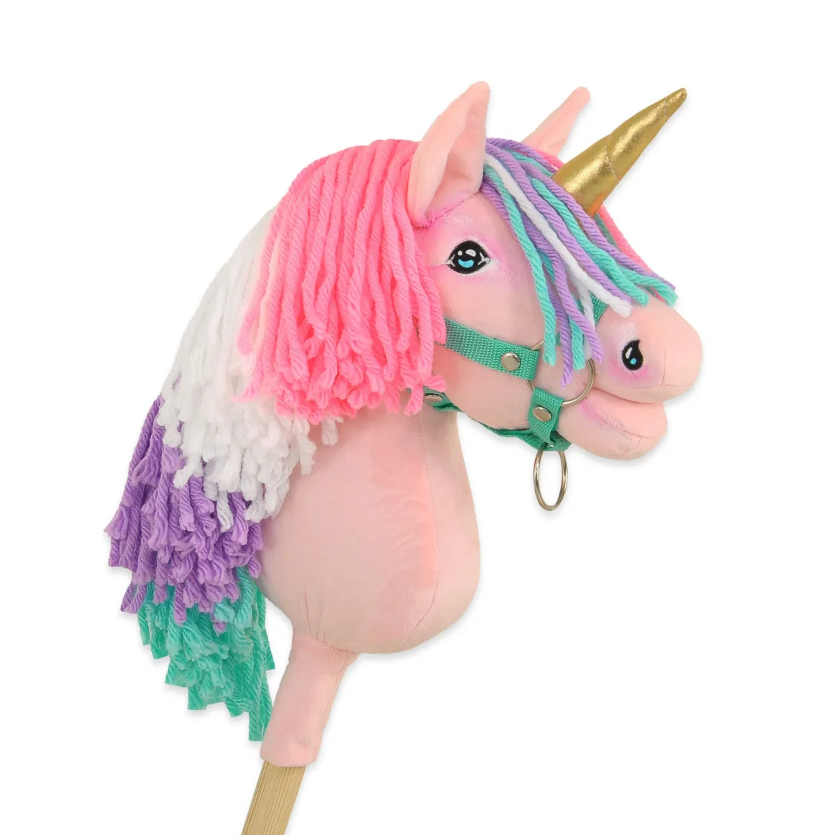 Vienaragis ant lazdos „Hobby Horse“, spalvos: geltona, pilka ir rožinė