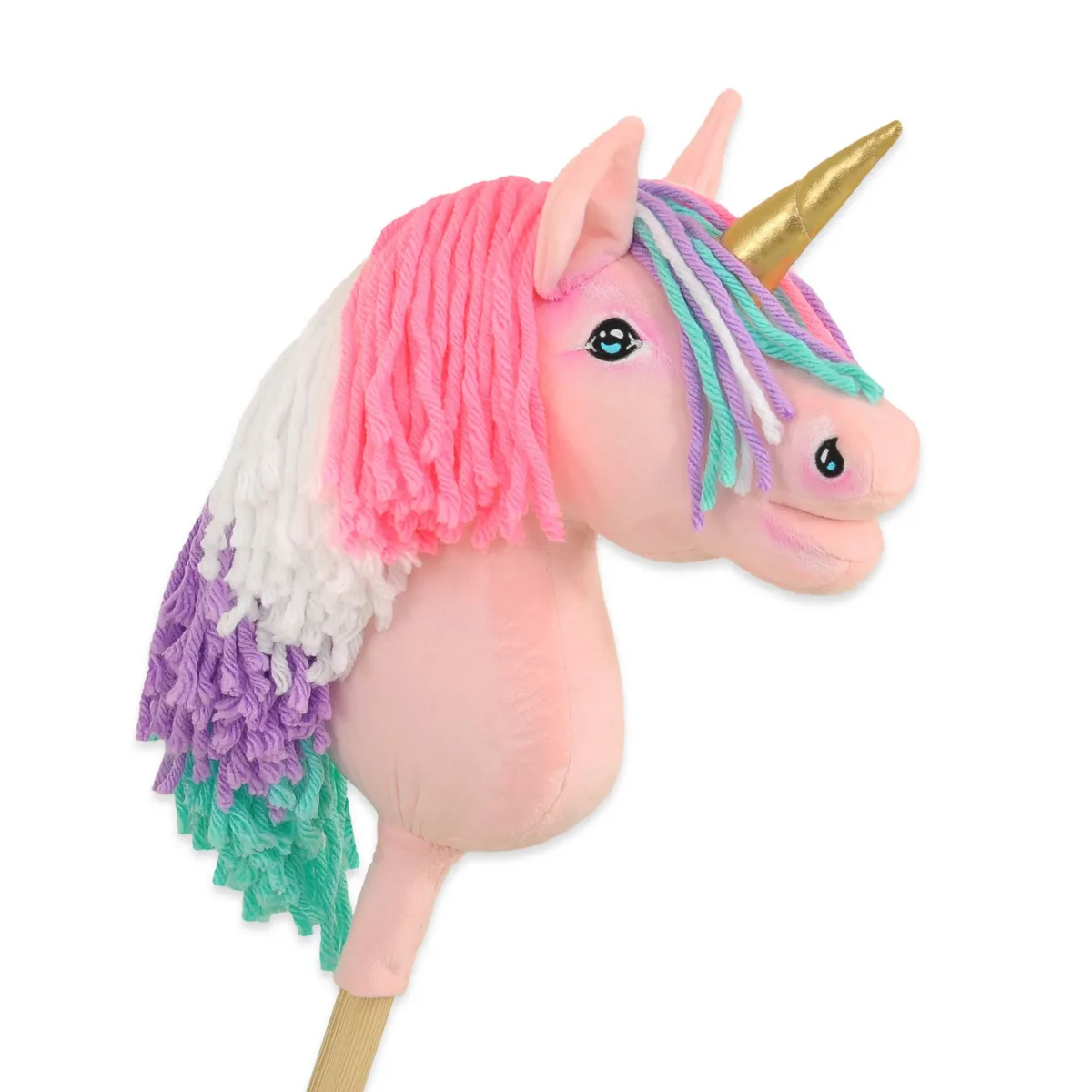 Vienaragis ant lazdos „Hobby Horse“, spalvos: geltona, pilka ir rožinė