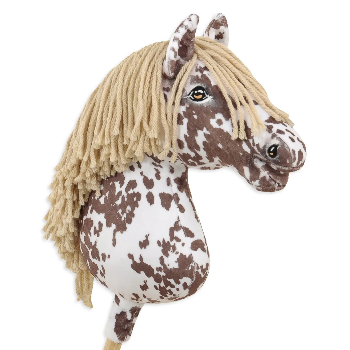 Žirgas ant lazdos „Super Hobby Horse Premium“, rudas leopardo raštuotas žirgas su smėlio spalvos karčiais A3