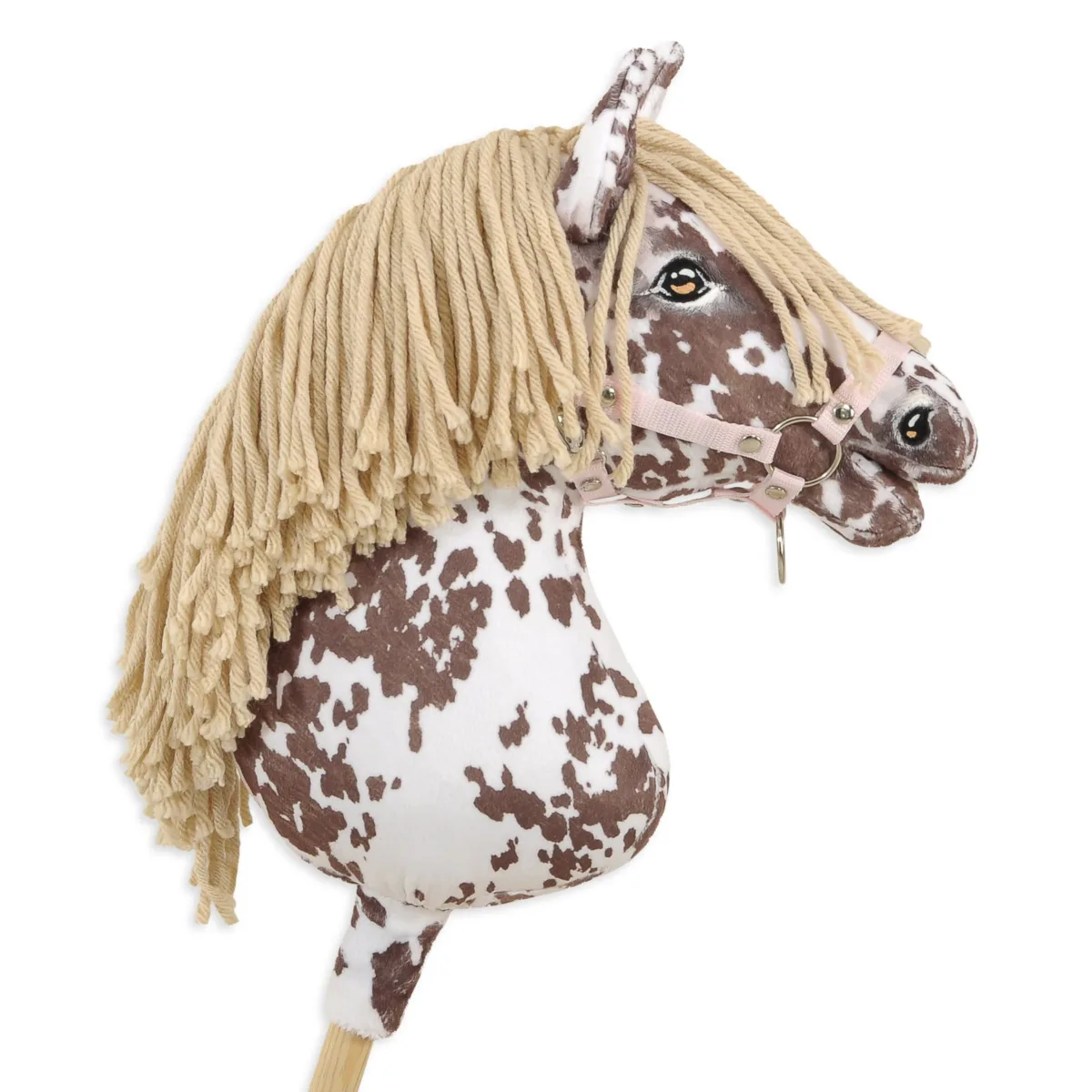 Žirgas ant lazdos „Super Hobby Horse Premium“, rudas leopardo raštuotas žirgas su smėlio spalvos karčiais A3
