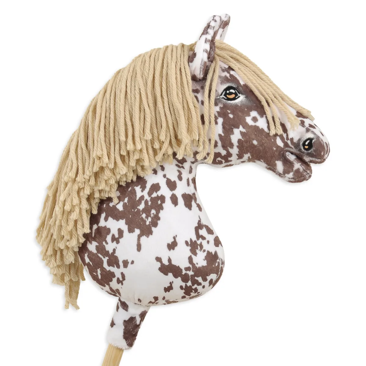 Žirgas ant lazdos „Super Hobby Horse Premium“, rudas leopardo raštuotas žirgas su smėlio spalvos karčiais A3
