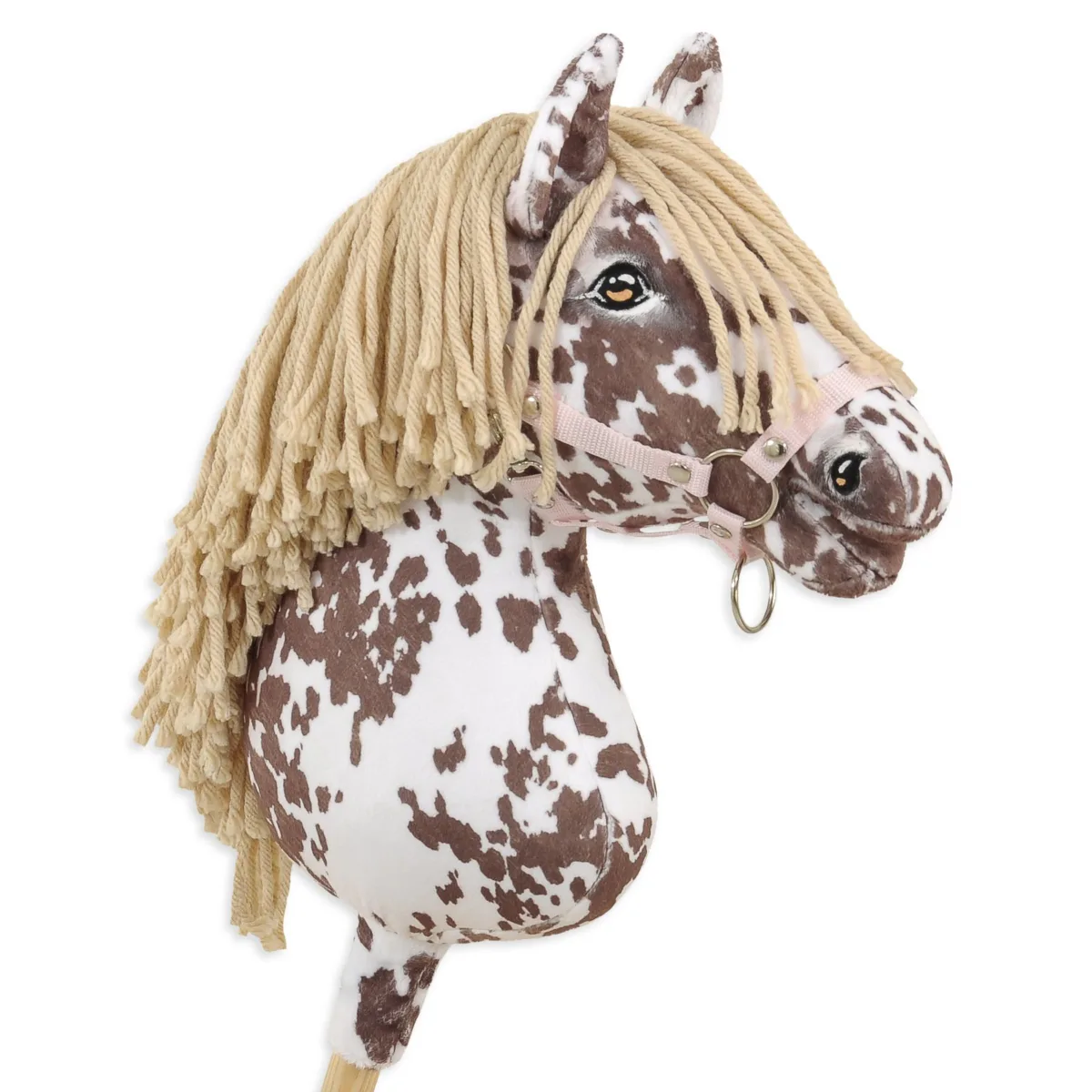 Žirgas ant lazdos „Super Hobby Horse Premium“, rudas leopardo raštuotas žirgas su smėlio spalvos karčiais A3