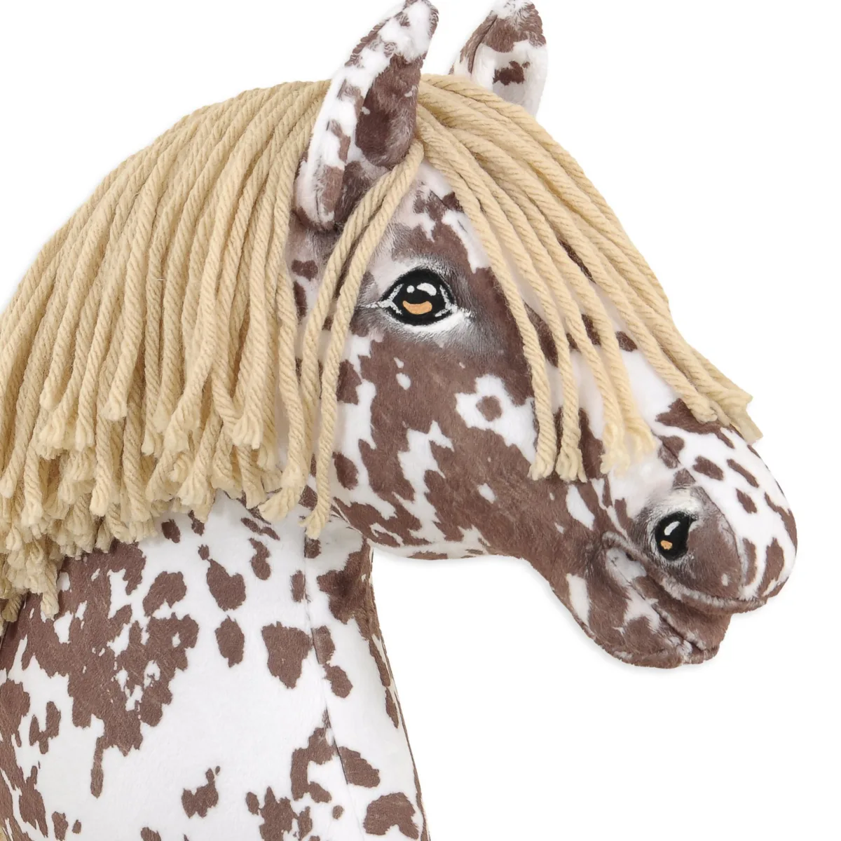 Žirgas ant lazdos „Super Hobby Horse Premium“, rudas leopardo raštuotas žirgas su smėlio spalvos karčiais A3