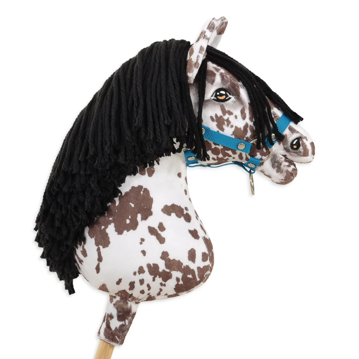 Žirgas ant lazdos „Super Hobby Horse Premium“, rudas leopardo raštuotas žirgas su juodais karčiais A3