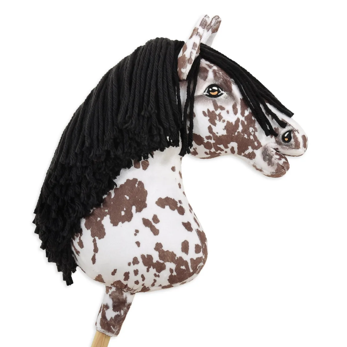 Žirgas ant lazdos „Super Hobby Horse Premium“, rudas leopardo raštuotas žirgas su juodais karčiais A3