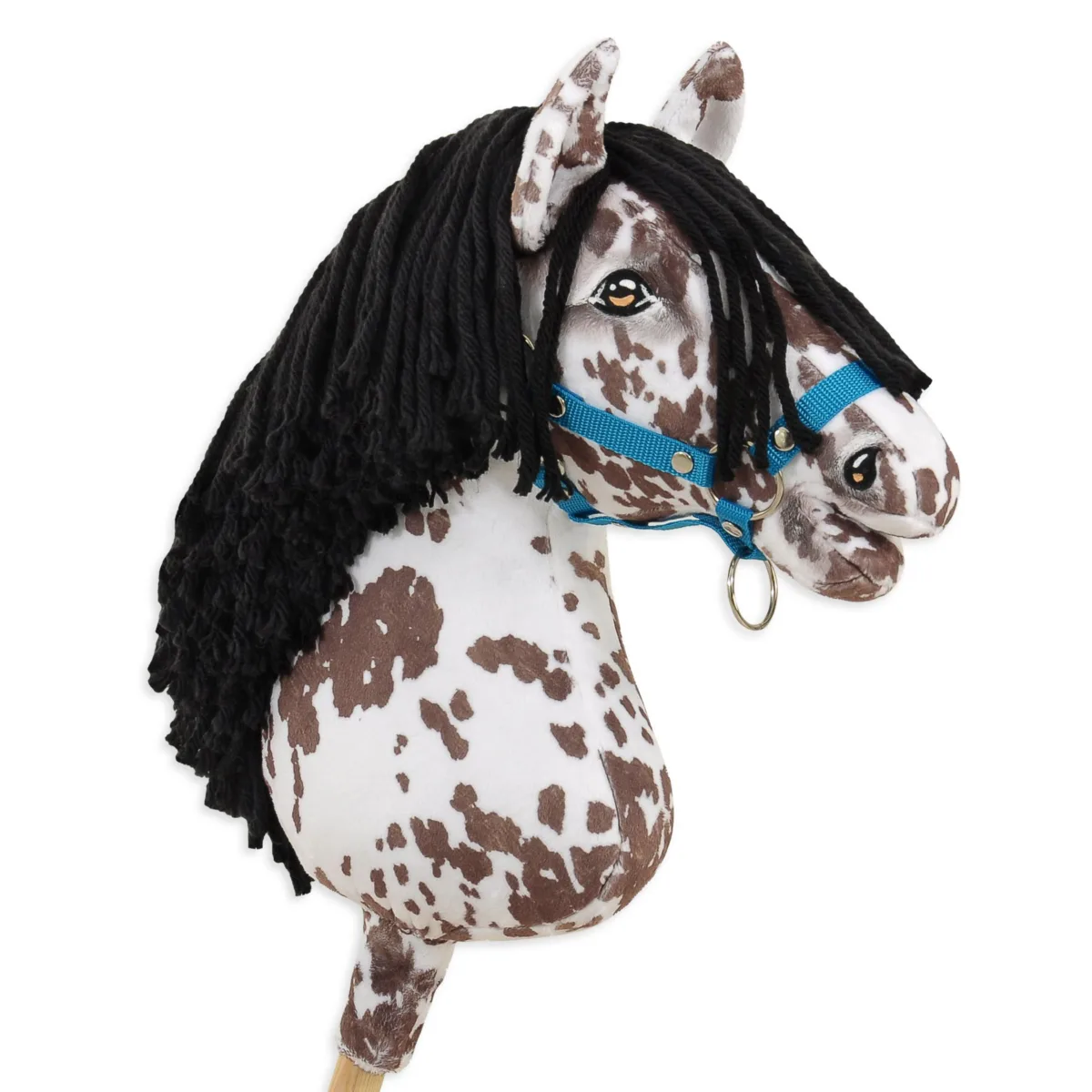 Žirgas ant lazdos „Super Hobby Horse Premium“, rudas leopardo raštuotas žirgas su juodais karčiais A3
