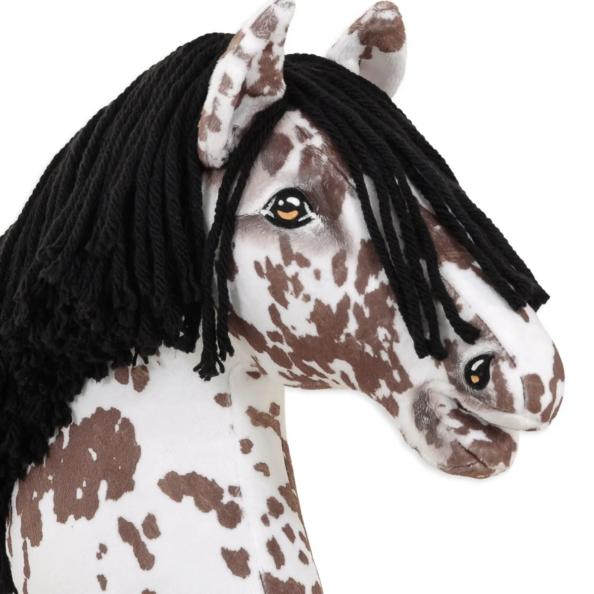 Žirgas ant lazdos „Super Hobby Horse Premium“, rudas leopardo raštuotas žirgas su juodais karčiais A3
