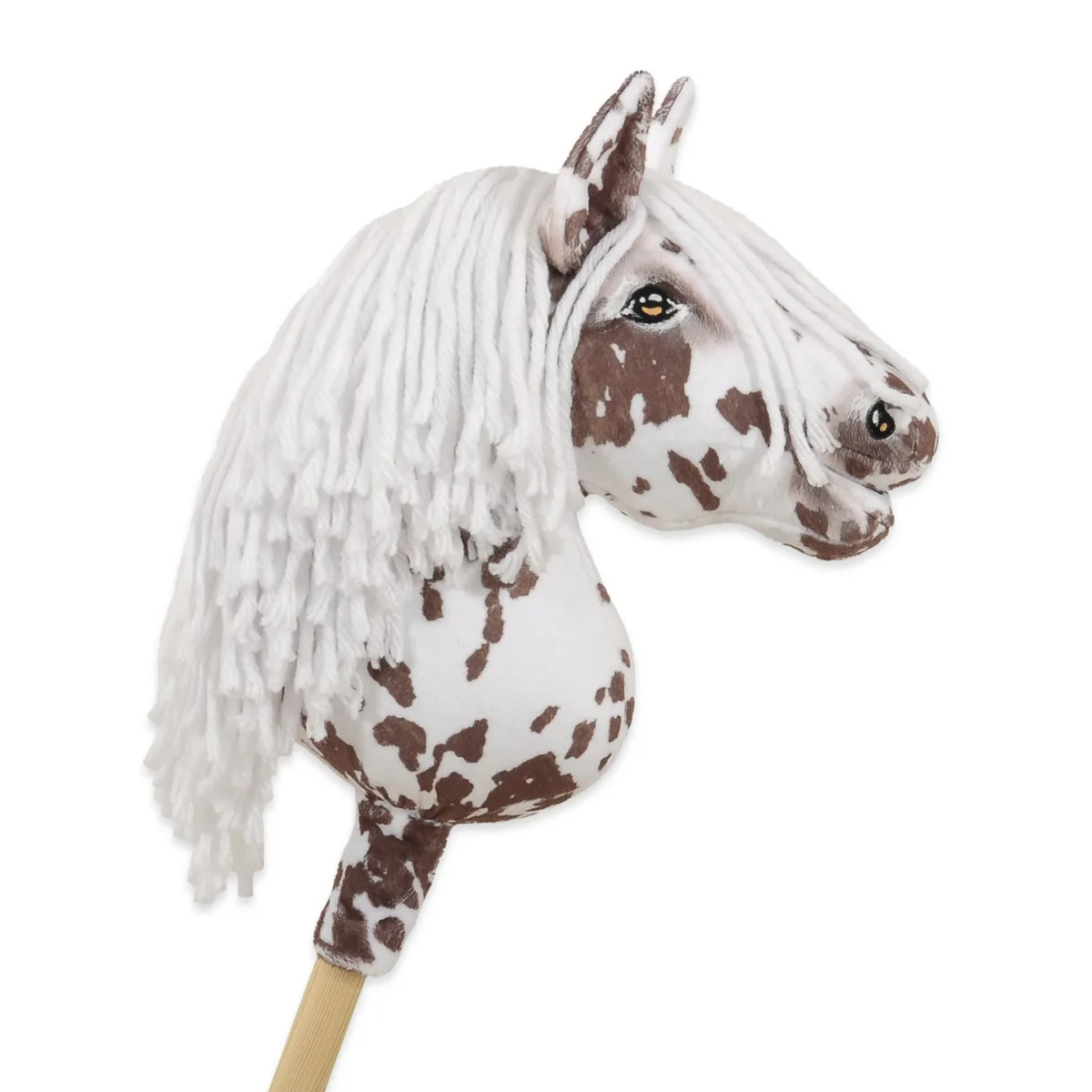 Žirgas ant lazdos „Super Hobby Horse Premium“, rudas leopardo raštas su baltais karčiais A4