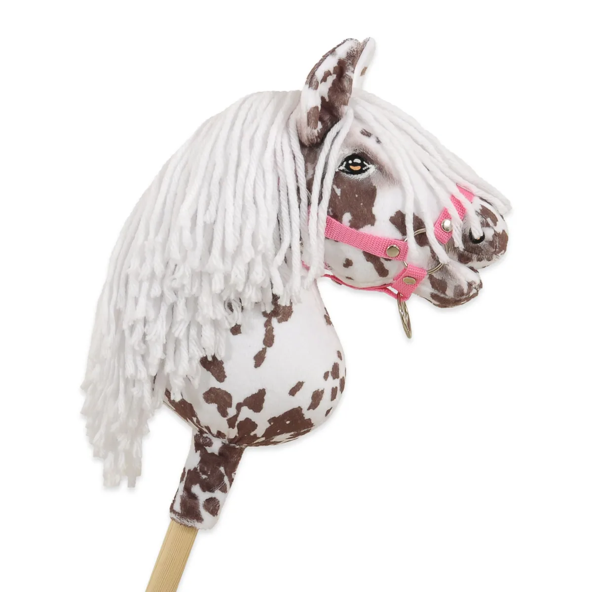 Žirgas ant lazdos „Super Hobby Horse Premium“, rudas leopardo raštas su baltais karčiais A4