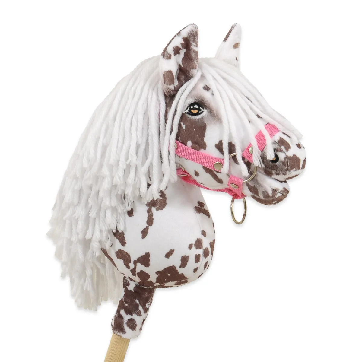 Žirgas ant lazdos „Super Hobby Horse Premium“, rudas leopardo raštas su baltais karčiais A4